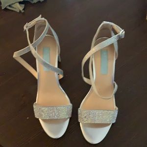 Betsey Johnson sparkly chunky healed strapped shoe